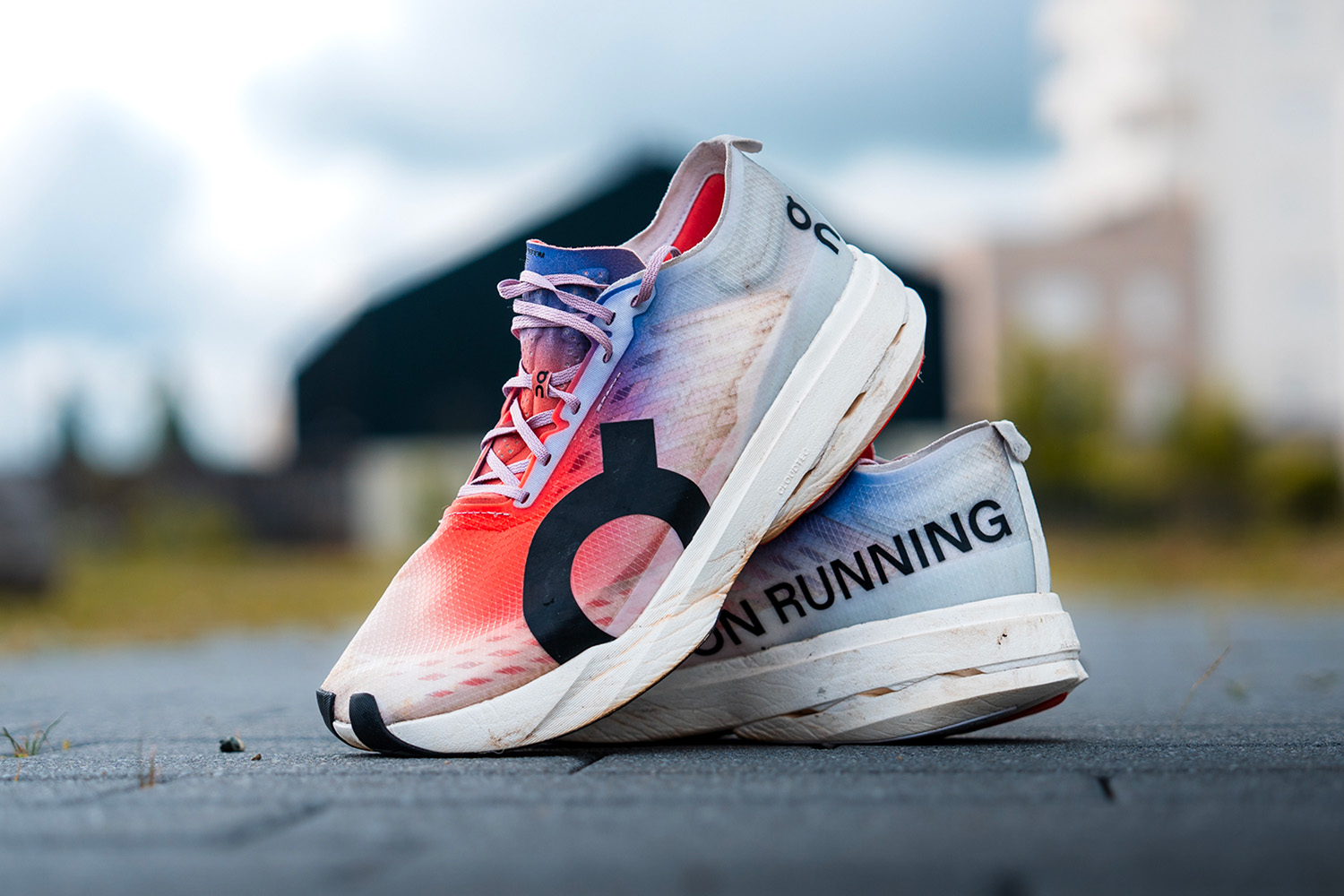 On Running display showcasing premium running shoes